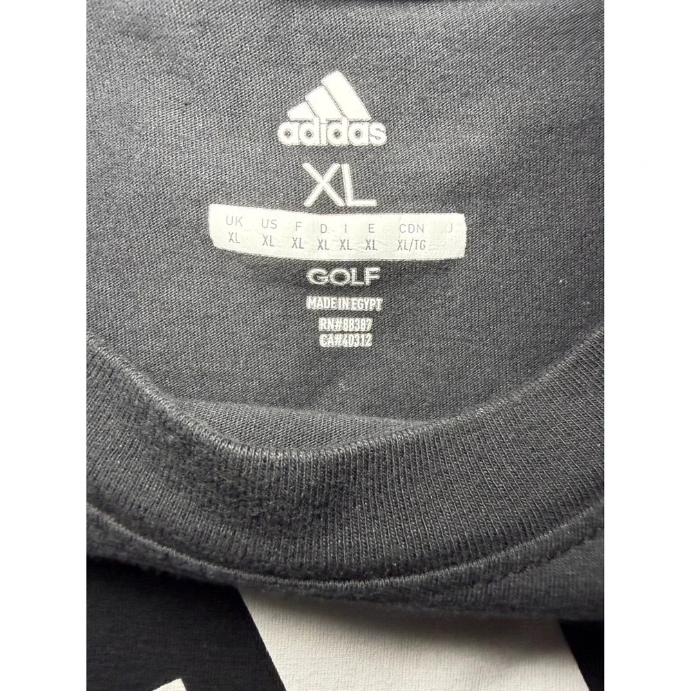 Adidas Golf T-Shirt Men XL Black Graphic Logo Short Sleeve Cotton